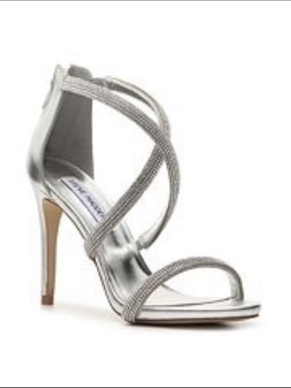 Steve Madden Silver Strappy Rhinestone High Heel Sandals